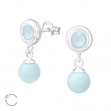 Round With Hanging Pearl - 925 Sterling Silver La Crystale Studs SD35750