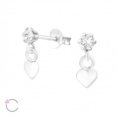 Hanging Heart - 925 Sterling Silver La Crystale Studs SD37641