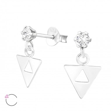 Hanging Triangle - 925 Sterling Silver La Crystale Studs SD37642