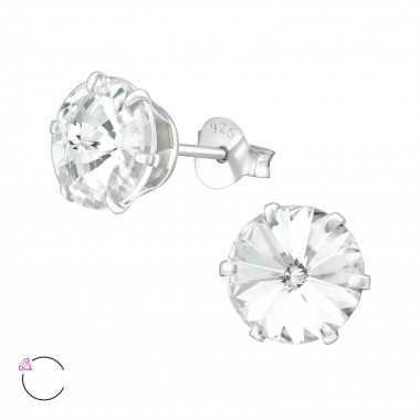 Round 8mm - 925 Sterling Silver La Crystale Studs SD38539