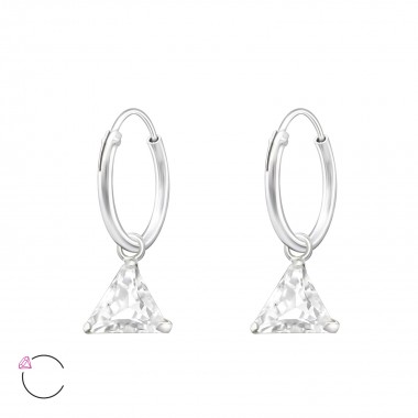 Hanging Triangle - 925 Sterling Silver La Crystale Earrings SD35624