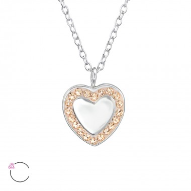 Heart Mirror - 925 Sterling Silver La Crystale Necklaces  SD30710