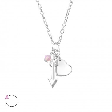 Heart And Arrow Charm - 925 Sterling Silver La Crystale Necklaces  SD31582