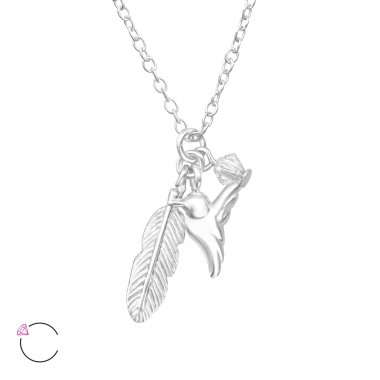 Bird And Feather - 925 Sterling Silver La Crystale Necklaces  SD32727