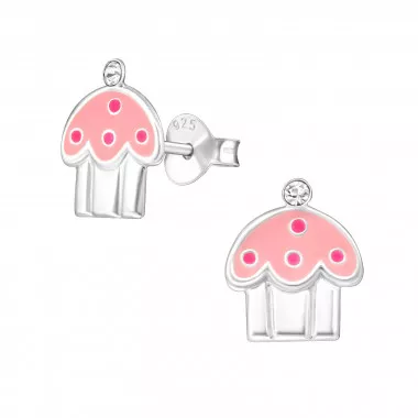 Cupcake - 925 Sterling Silver Kids Ear Studs SD13428