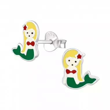 Mermaid - 925 Sterling Silver Kids Ear Studs SD17791