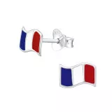France Flag - 925 Sterling Silver Kids Ear Studs SD21906