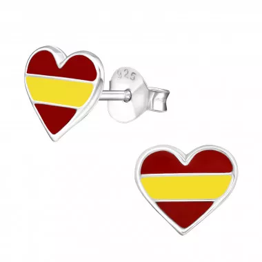 Heart Spain - 925 Sterling Silver Kids Ear Studs SD22119
