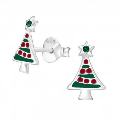 Christmas Tree - 925 Sterling Silver Kids Ear Studs SD32930