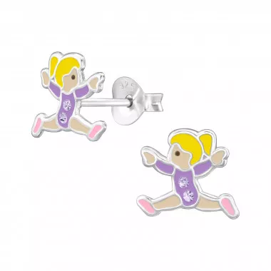 Ballet Dancer - 925 Sterling Silver Kids Ear Studs SD47546