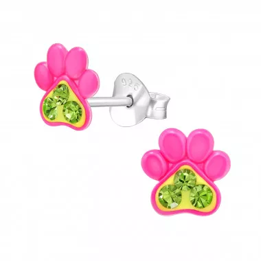 Paw Print - 925 Sterling Silver Kids Ear Studs SD48733