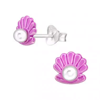 Shell - 925 Sterling Silver Kids Ear Studs SD48735