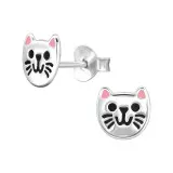Cat Face - 925 Sterling Silver Kids Ear Studs SD49163