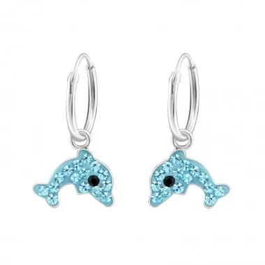 Dolphin - 925 Sterling Silver Kids Hoops SD13859