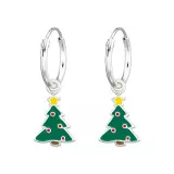 Christmas Tree - 925 Sterling Silver Kids Hoops SD22601