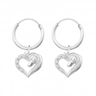Unicorn In Heart - 925 Sterling Silver Kids Hoops SD48934