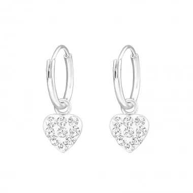 Heart - 925 Sterling Silver Kids Hoops SD6676