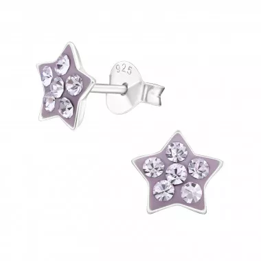 Star - 925 Sterling Silver Kids Ear Studs with Crystal SD12906