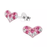 Heart - 925 Sterling Silver Kids Ear Studs with Crystal SD19248