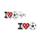 I Love Football - 925 Sterling Silver Kids Ear Studs with Crystal SD49223
