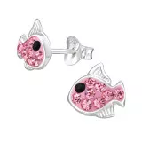 Fish - 925 Sterling Silver Kids Ear Studs with Crystal SD49294