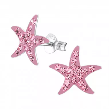 Star - 925 Sterling Silver Kids Ear Studs with Crystal SD5221