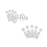 Crown - 925 Sterling Silver Kids Ear Studs with Crystal SD5330