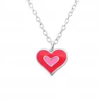 Double Heart - 925 Sterling Silver Kids Necklaces SD24348