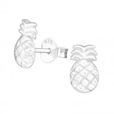 Pineapple - 925 Sterling Silver Kids Plain Ear Studs SD20377