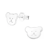 Bear - 925 Sterling Silver Kids Plain Ear Studs SD21404