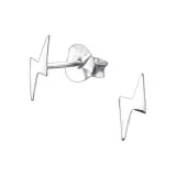 Lightning Bolt - 925 Sterling Silver Kids Plain Ear Studs SD21408