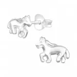 Horse - 925 Sterling Silver Kids Plain Ear Studs SD4344