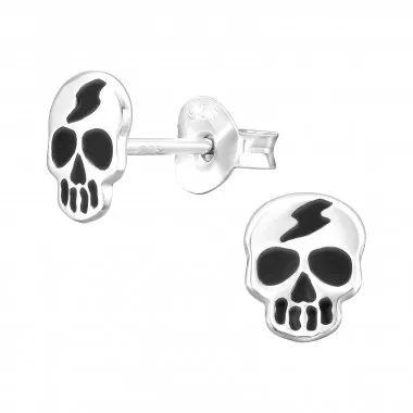 Skull - 925 Sterling Silver Kids Plain Ear Studs SD43865
