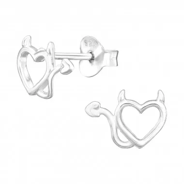 Heart - 925 Sterling Silver Kids Plain Ear Studs SD45337