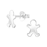 Gingerbread Man - 925 Sterling Silver Kids Plain Ear Studs SD49293