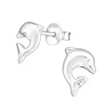 Dolphin - 925 Sterling Silver Kids Plain Ear Studs SD6664