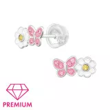 Daisy Flower With Butterfly - 925 Sterling Silver Premium Kids Jewelry SD48772
