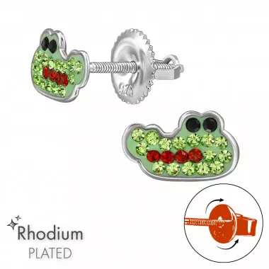 Crocodile - 925 Sterling Silver Screw Back Ear Studs SD49321