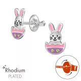 Easter Bunny - 925 Sterling Silver Screw Back Ear Studs SD49323