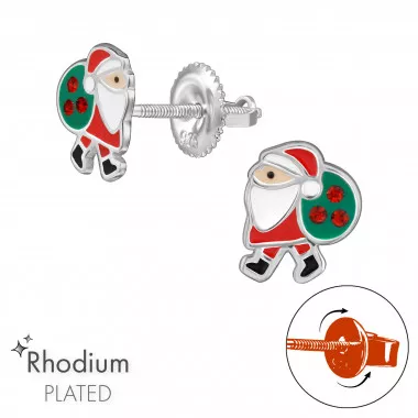 Santa Claus - 925 Sterling Silver Screw Back Ear Studs SD49326