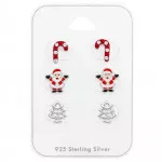 Candy Cane, Santa Claus, Christmas Tree - 925 Sterling Silver Kids Jewelry Sets SD28468