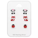 Panda, Fox And Ladybug - 925 Sterling Silver Kids Jewelry Sets SD48997