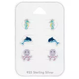 Dolphin, Octopus And Seahorse - 925 Sterling Silver Kids Jewelry Sets SD48998