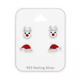 Reindeer And Santa Hat - 925 Sterling Silver Kids Jewelry Sets SD49756