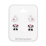 Rabbit And Panda - 925 Sterling Silver Kids Jewelry Sets SD49759
