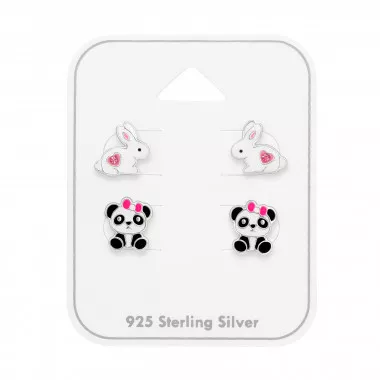 Rabbit And Panda - 925 Sterling Silver Kids Jewelry Sets SD49759