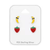 Banana And Strawberry - 925 Sterling Silver Kids Jewelry Sets SD49762