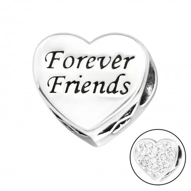 Heart Forever Friends - 925 Sterling Silver Beads with CZ/Crystal SD10413