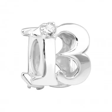 Number Thirteen - 925 Sterling Silver Beads with CZ/Crystal SD3653