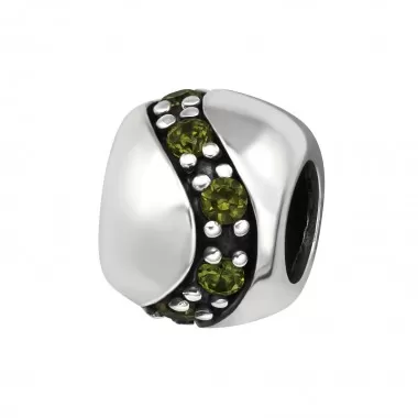 Round - 925 Sterling Silver Beads with CZ/Crystal SD3789